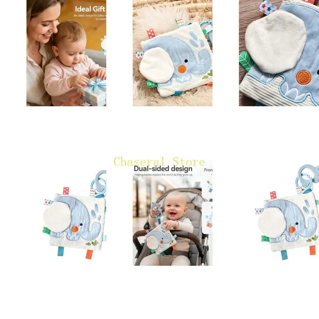 E7CE Cartoon Elephant Soothing Towel Soft Baby Teething Cloth With Silicone Teether For Comforting And Sensory Development