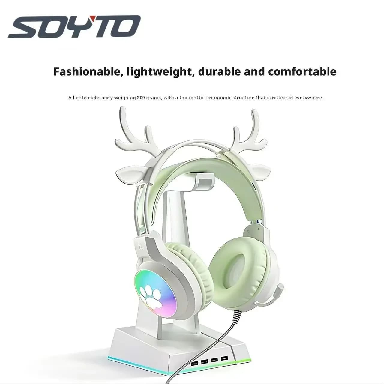 SOYTO New RGB Width Gaming Headphones with Noise and Low Backgrounds, Over-Ear Headphones for PC, Laptop and Desktop