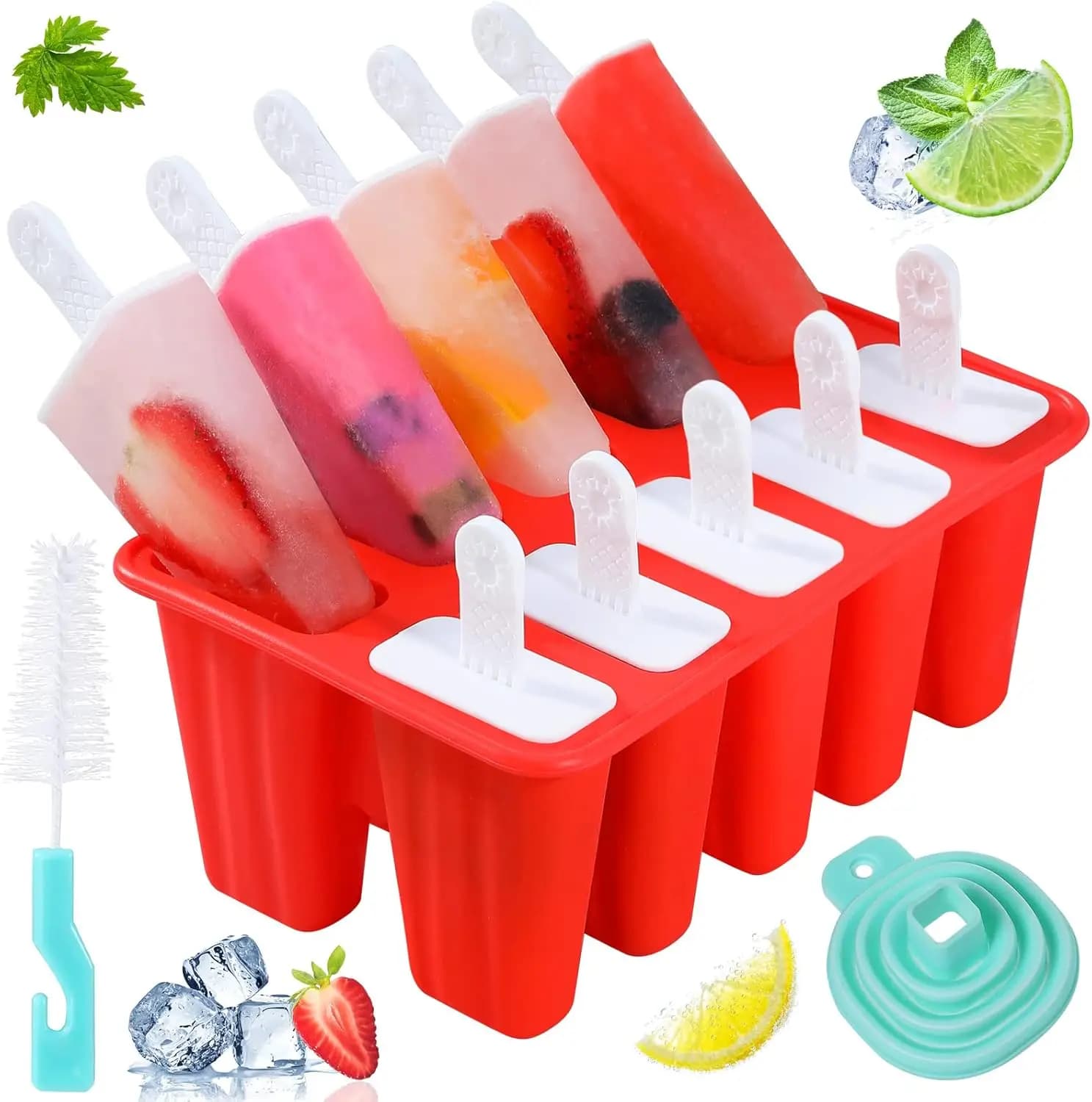 Stampi per ghiaccioli, stampi in silicone per ghiaccioli, stampo per ghiaccioli senza BPA, stampo per ghiaccioli riutilizzabile a facile rilascio, stampo per ghiaccioli fai da te con silicone