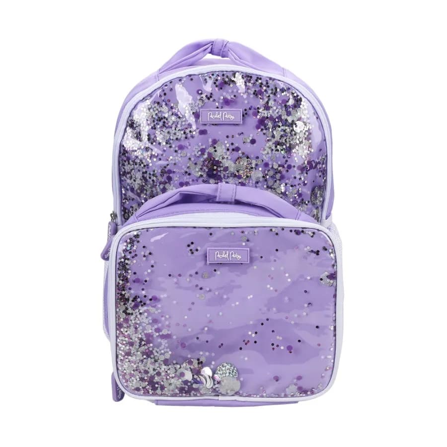 Girls Confetti Backpack and Lunch Box Set Purple