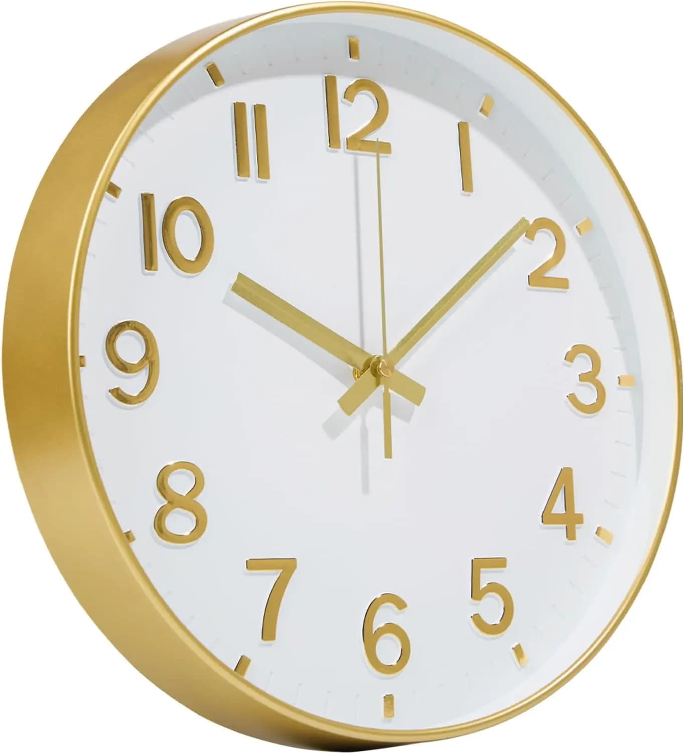 Orologio da parete dorato, orologi da parete da 8 pollici a batteria, orologio da parete piccolo analogico digitale silenzioso moderno rotondo senza ticchettio per camera da letto, soggiorno, cucina, ufficio, palestra, aula, orologi da esterno