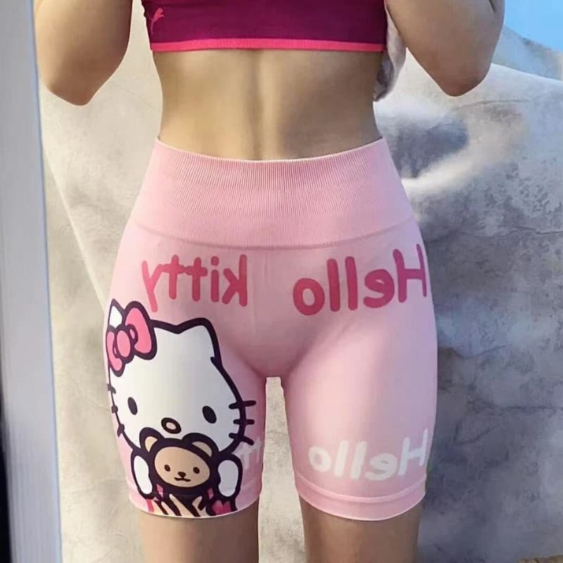 Pantaloncini sportivi sexy Sanrio Cartoon Kuromi Stampati su due lati Aderenti Sollevamento fianchi Pallavolo Corsa Pantaloni da yoga Pantaloni caldi