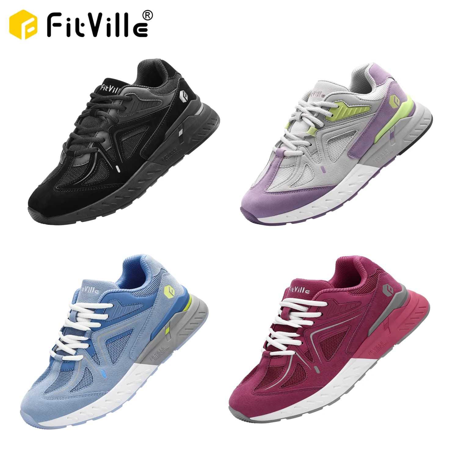 FitVille scarpe da passeggio da donna Sneakers larghe per piede piatto fascite plantare sollievo dal dolore al tallone scarpe antiscivolo leggere