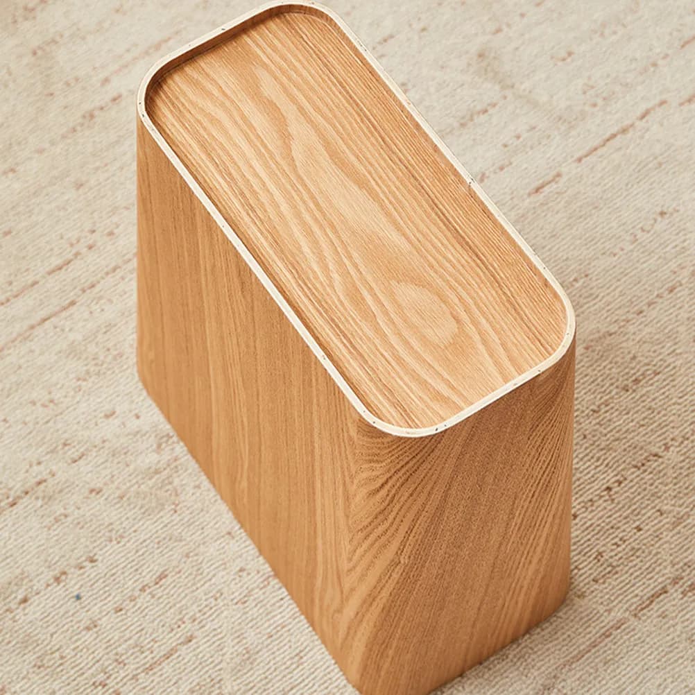 Wood Trash Can Sturdy Desktop Waste Container Multifunctional Paper Basket for Home Office Trash Can Waste Basket