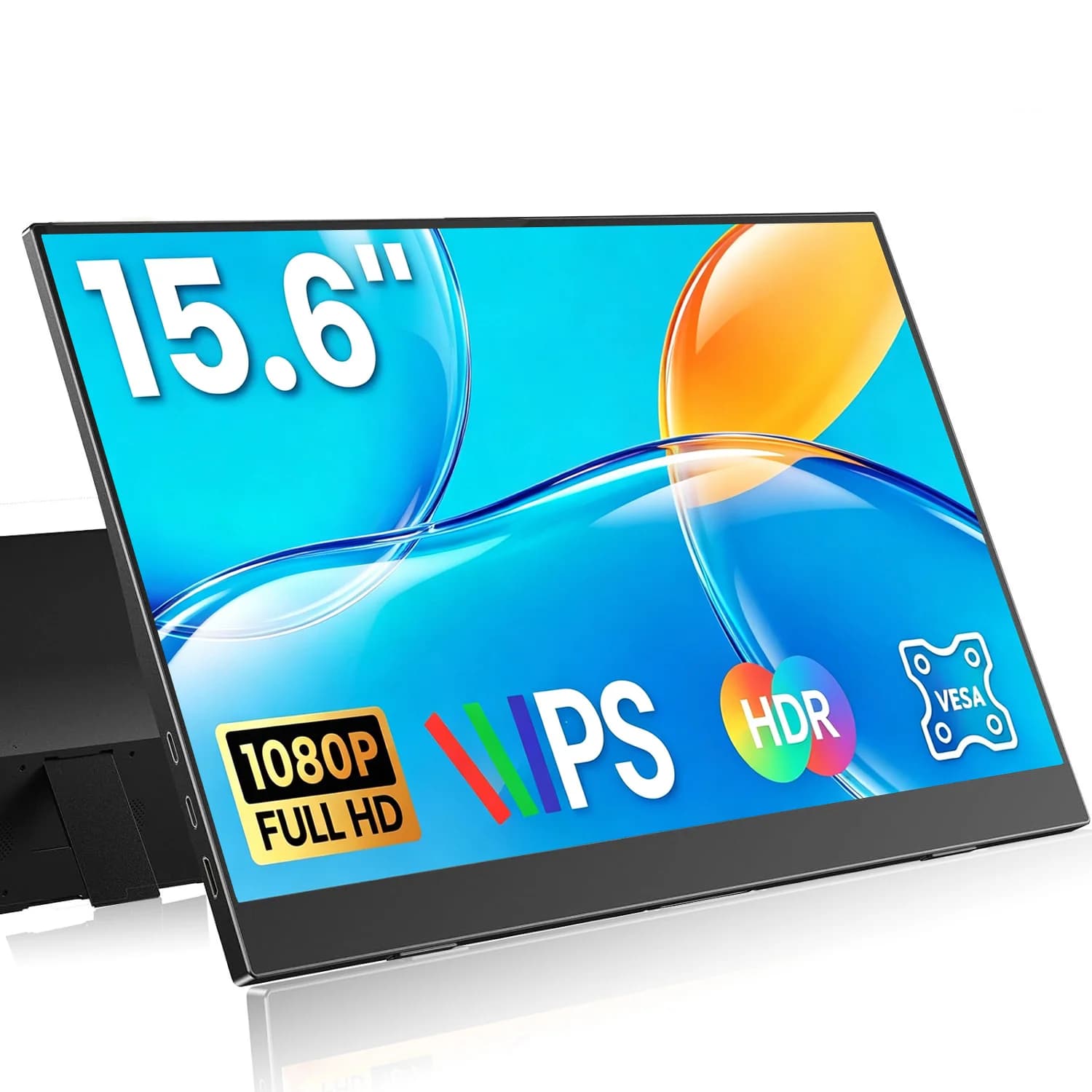 15.6 Inch Portable Monitor 1920×1080 FHD 72% SRGB IPS VESA Mount Support, External Display for Laptop, Mobile Devices and Game