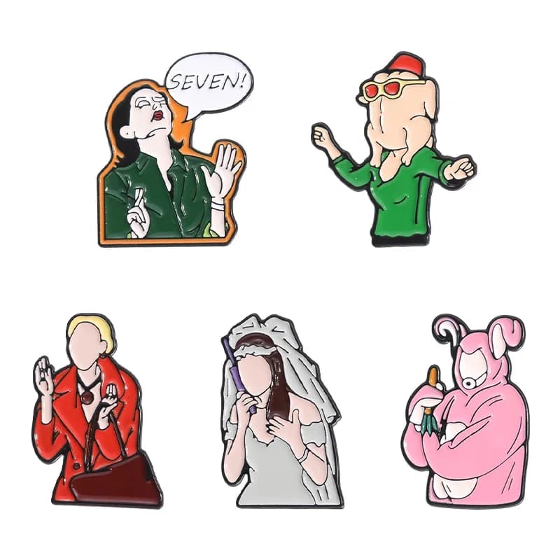 Comedy Movie TV personaggi spilla spille smaltate Cartoon Humor Friends TV spille di ruolo Decor zaino distintivi di risvolto regali di gioielli