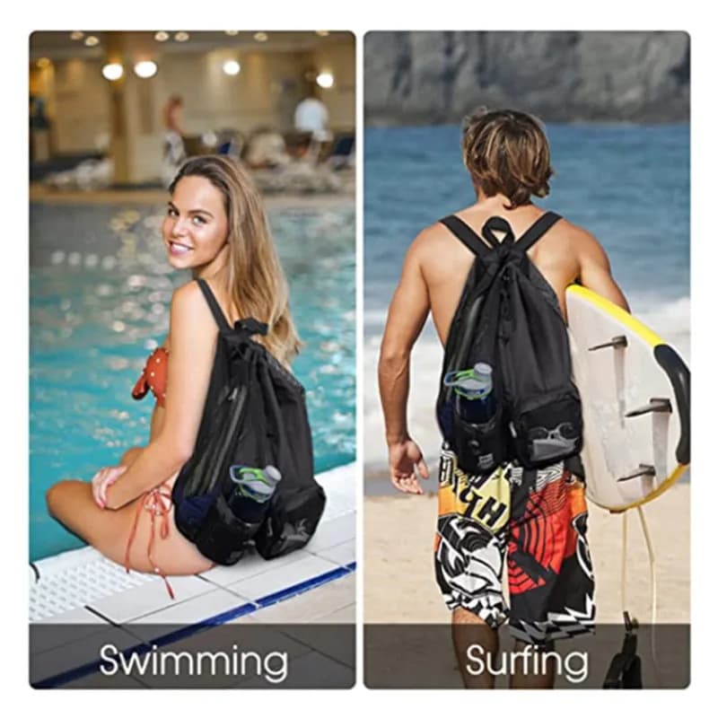 Borsa da nuoto Zaino con coulisse in rete con tasca bagnata per nuoto, palestra e attrezzatura da allenamento