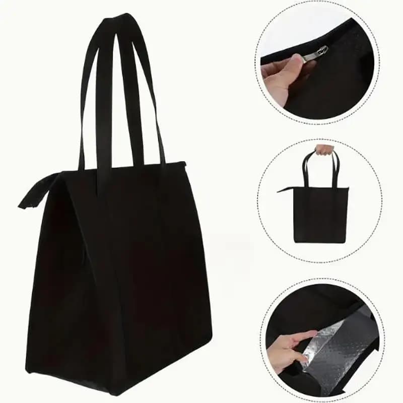 Grande borsa della spesa riutilizzabile isolata con tasca frontale con cerniera da 6,5 litri, mantiene fresco caldo per le ore, campeggio, picnic, pesca, shopping