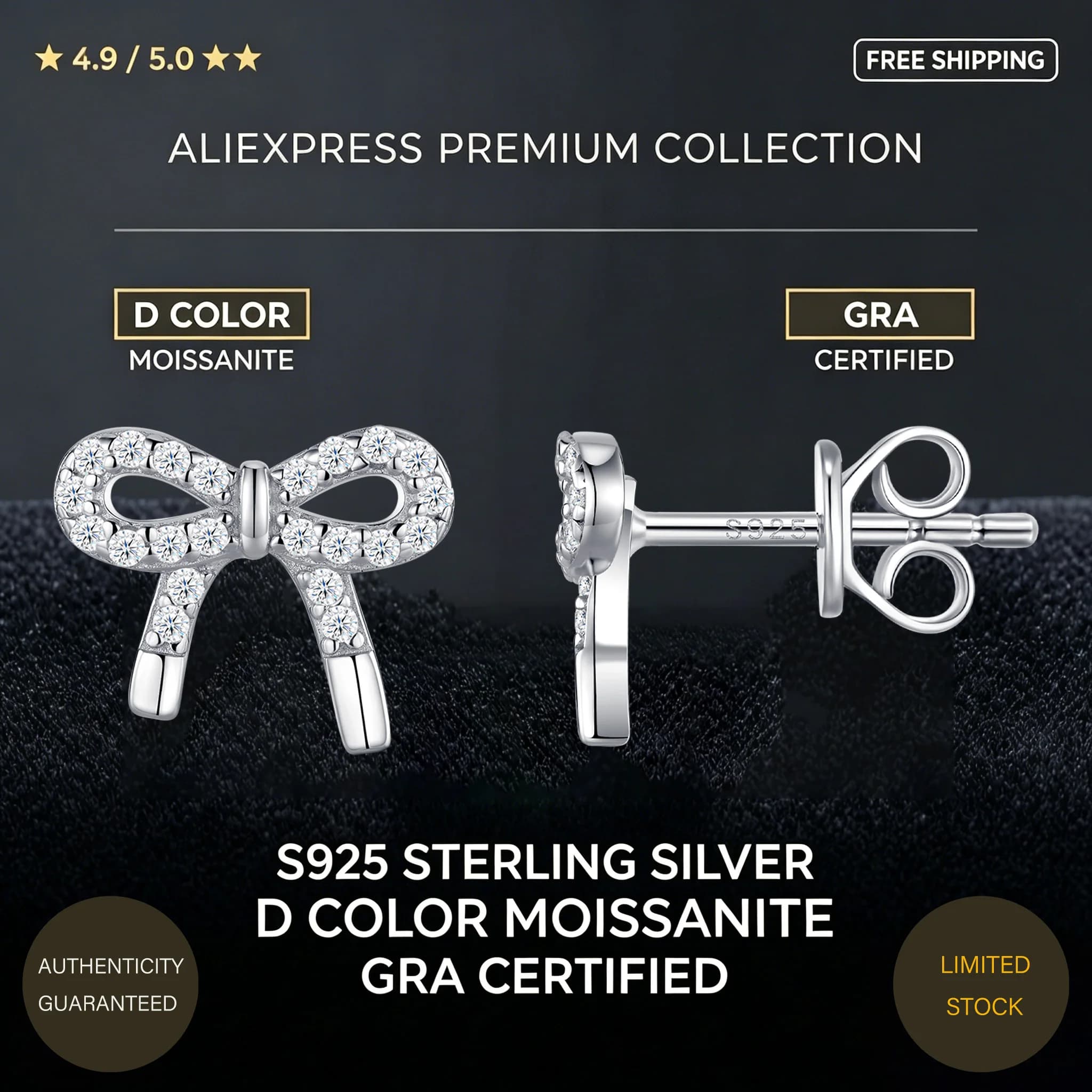 2026 Hot Sale D Color VVS1 Moissanite Stud Earrings Real 925 Sterling Silver Hypoallergenic Fine Jewelry Pass Diamond Test Pen W