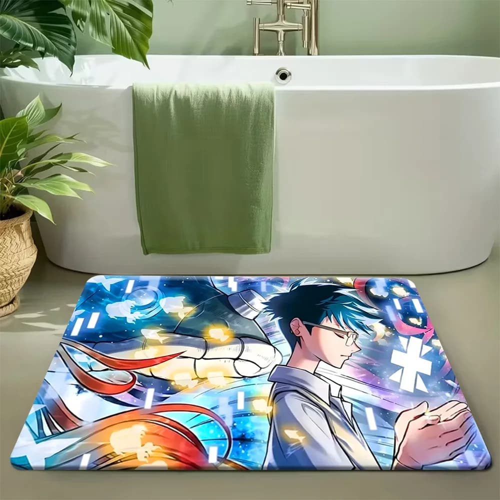 Tappetino da bagno Digimon Adventure Koushiro Izumi & Tentomon Evolution Scene, tappeto da bagno in morbida flanella antiscivolo e assorbente, anime