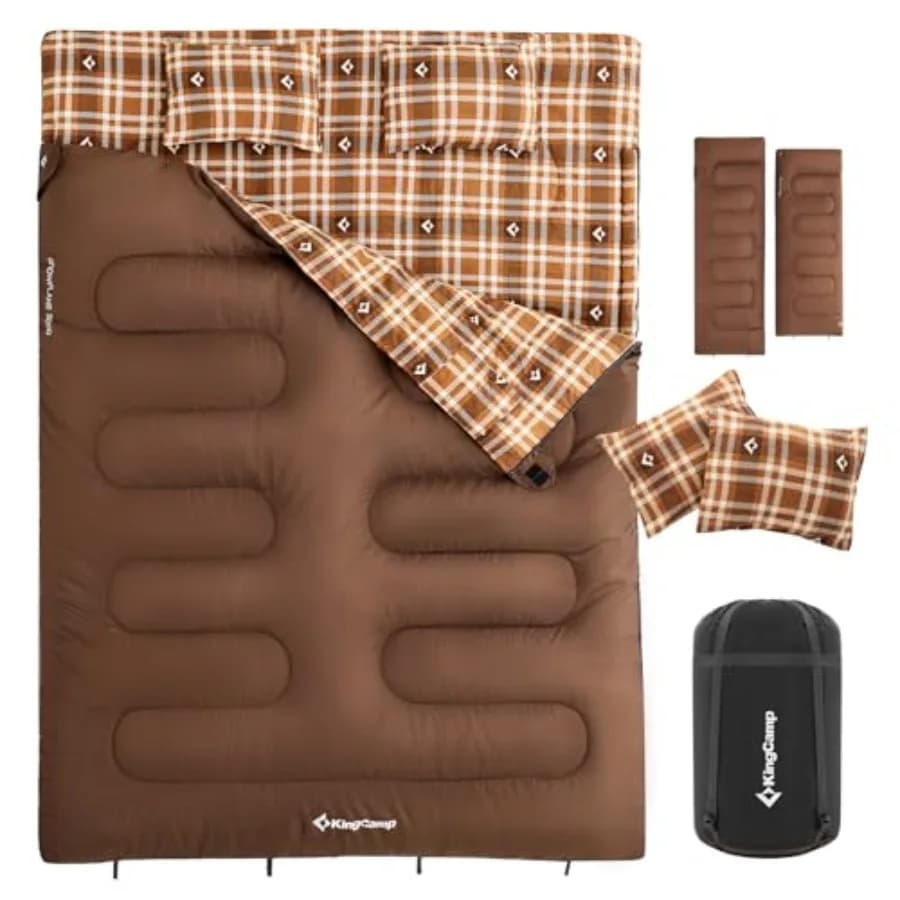 Double Pele Bag for Adults, Queen Size, XXL for 2 Persons, in Waterproof and Light Flannel, with 2 Cushions