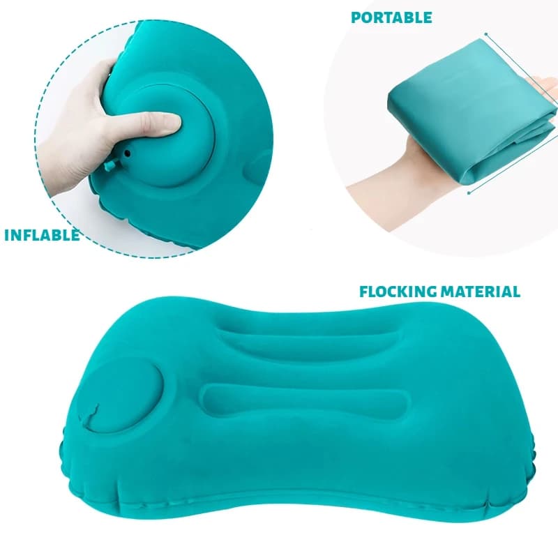 Cuscino quadrato gonfiabile floccato portatile Cuscino leggero da viaggio multifunzionale da campeggio all'aperto Cuscino per bambini