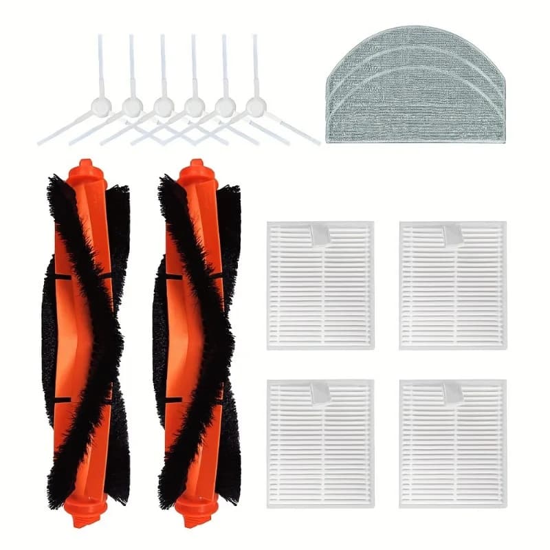 Replacement Accessory Kit For Xiaomi Robotic Vacuum Cleaners E10, E12, and B112：Main Brush, Side Brush, HEPA Filter, and Mop Pad