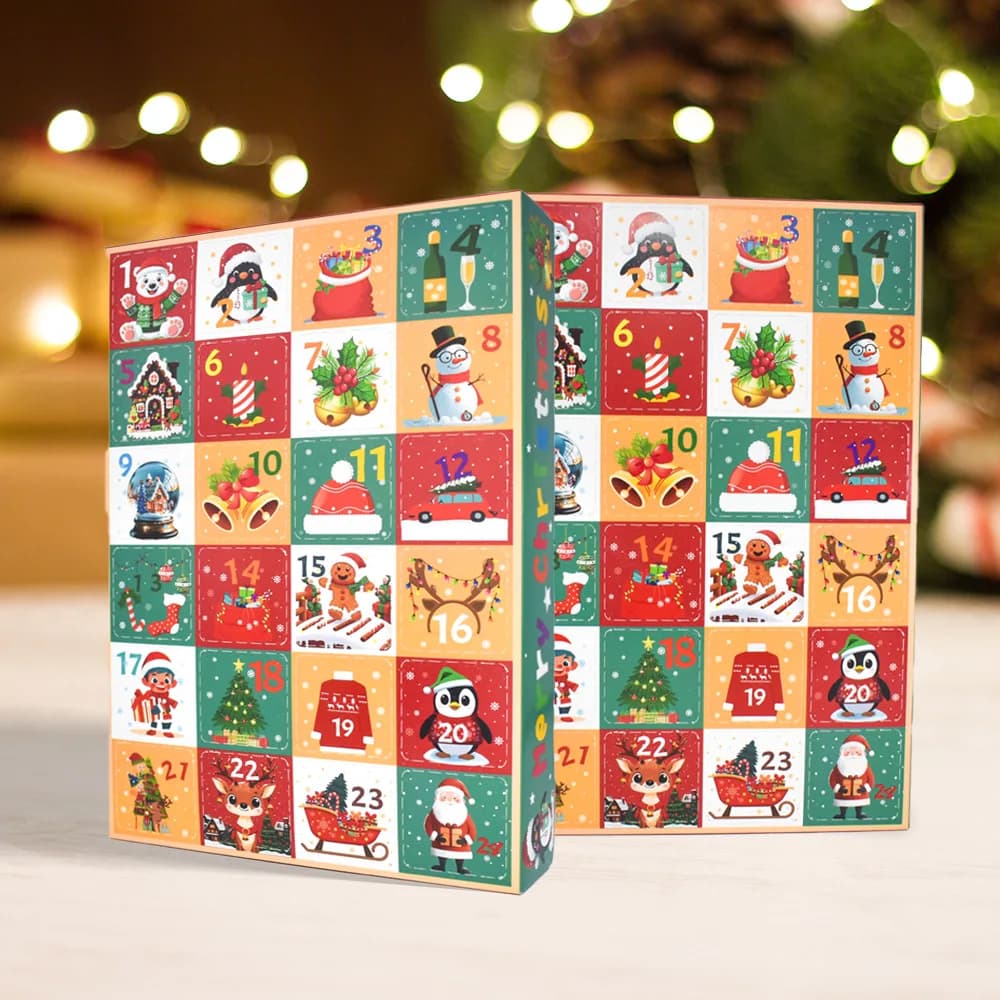1-5 pezzi scatole a sorpresa natalizie scatole calendario kit fai da te divertente 24 giorni custodia per conto alla rovescia natalizia per forniture per feste di Natale