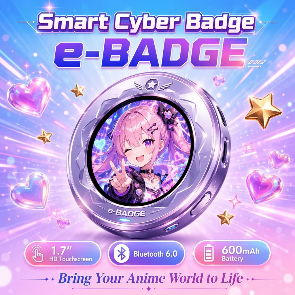 1.7inch E-Badge Display LED Button Touch Screen Anime Touchscreen Photo Frame With Video Playback Dropshipping Connectable BT