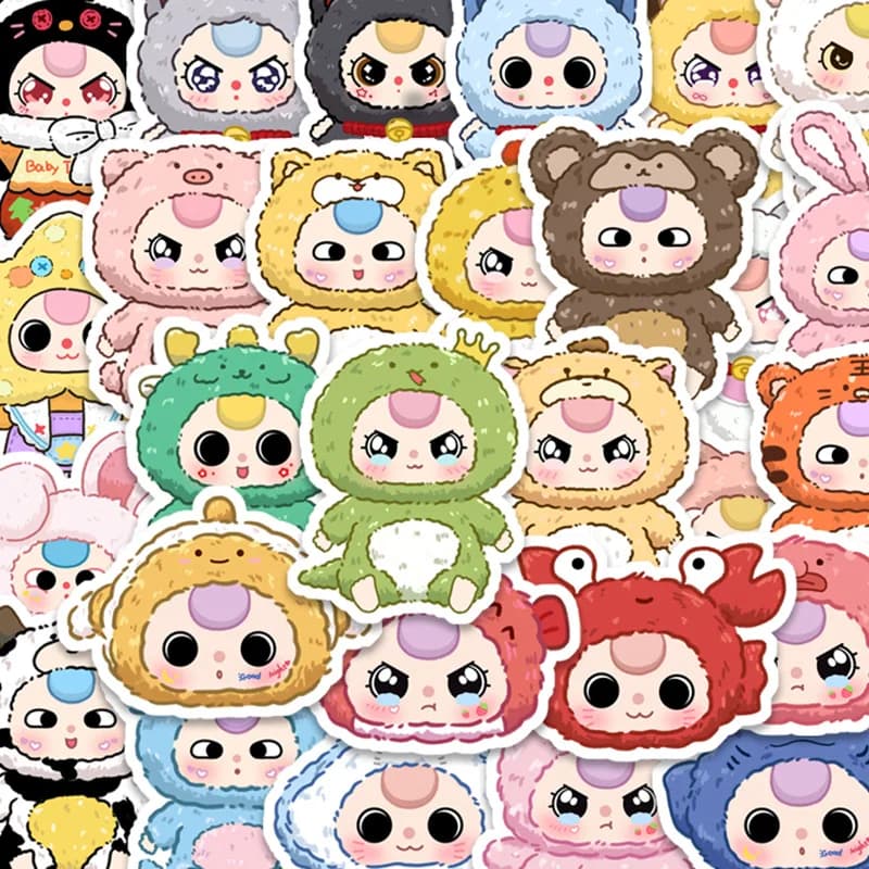 60PCS Cartoon Doll Cute Stickers Kawaii Meme Graffiti Decalcomanie Giocattoli Valigia Bollitore Deco Bomboniera Regalo Presente Premio per I Bambini