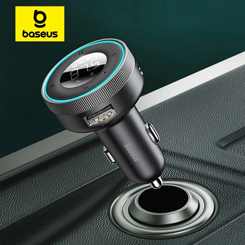 Trasmettitore FM per Auto Baseus 5.0 Bluetooth, Caricatore per Auto, Adattatore Musicale 3.4A Dual USB, Lettore MP3, Radio Vivavoce, Modulatore Audio FM
