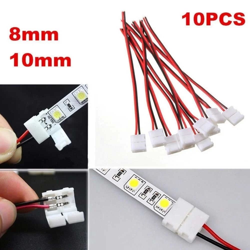 10 pcs cable 2 pin LED strip connector 3528/5050 One-tone adapter useful