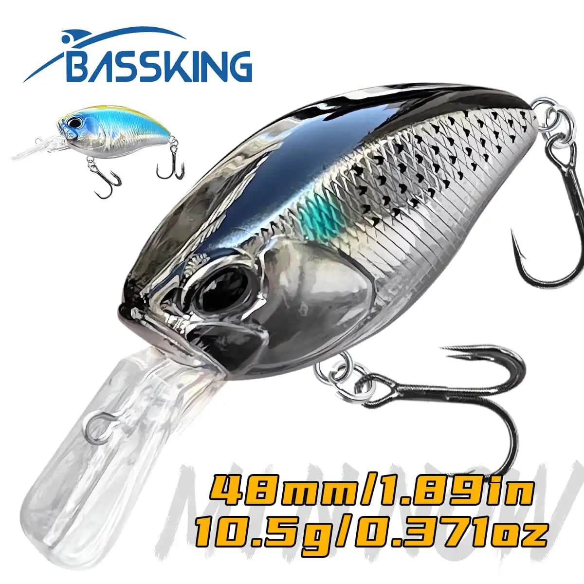 BASSKING Galleggiante Crankbait Richiamo di Pesca 4.8cm10.5g Artificiale Esca Dura Bass Wobbler Swimbait Trota Pesca Manovella Attrezzatura da Pesca