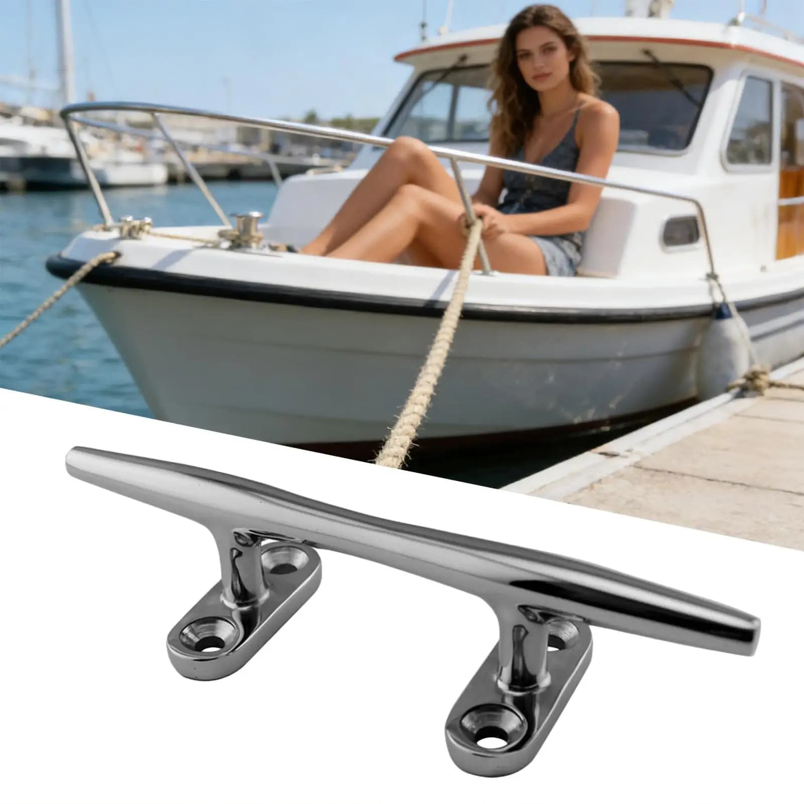 Marine Grade Stainless Steel Boat Cleats Open Base Rope Cleat for Kayak Canoe Dock Mooring Tie Down Fishing Sailing Lake