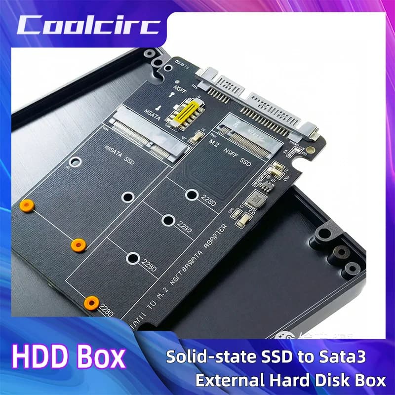 Coolcirc Adattatore Esterno NGFF a SATA 3 per HDD, Scheda Adattatore Protocollo MSATA SSD M.2 SATA per Trasferimento Dati