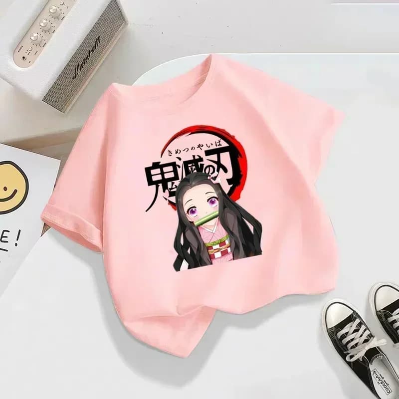 T-shirt Demon Slayer Nezuko Kamado Chibi per uomo, donna e bambino, simpatica maglietta con grafica anime, top estivo in cotone oversize a maniche corte