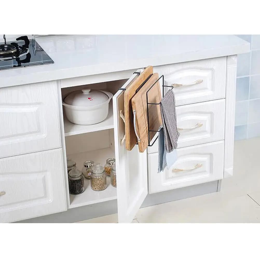 Heavy Duty Iron Wall Mounted Cutting Board Holder Expands Storage Space in Kitchen Wardrobe Cupboard Cutting Board Rack Dish