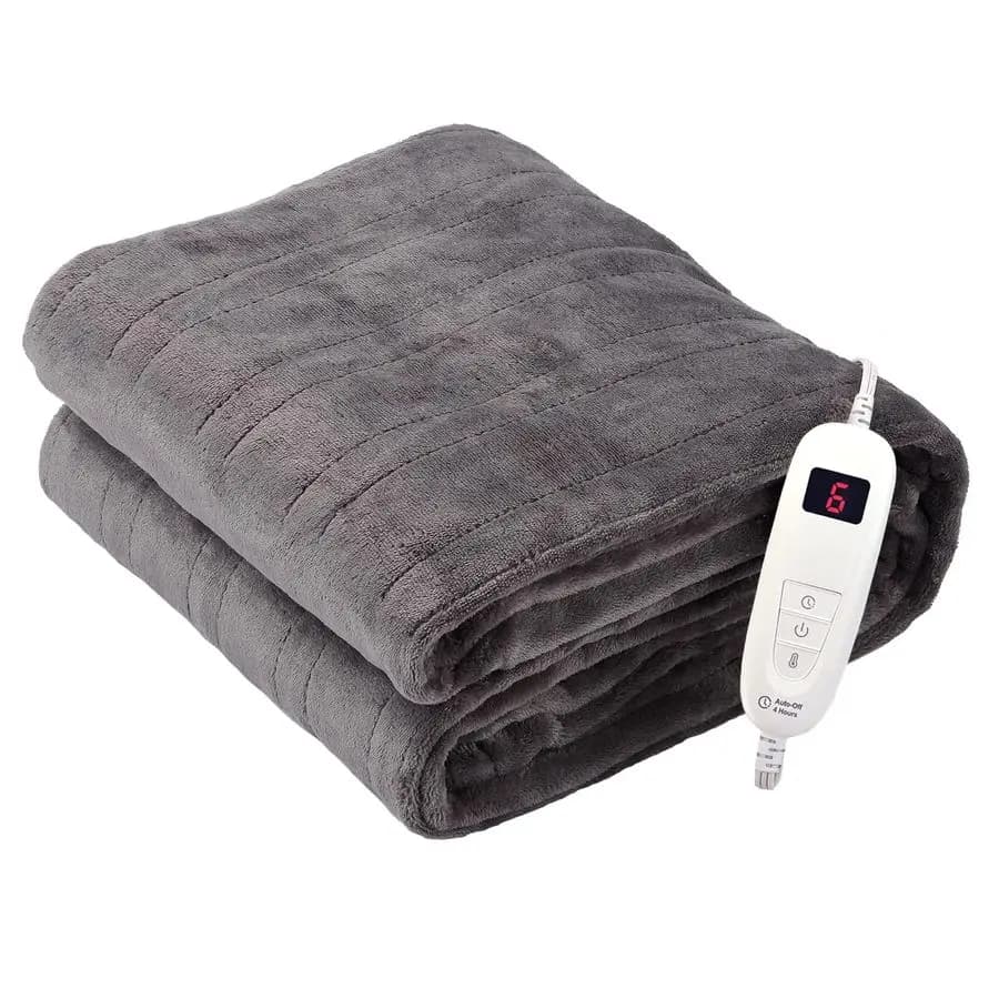 Coperta Elettrica Riscaldante, Super Morbida e Accogliente in Flanella a 2 Strati 50 x 60 con 6 Livelli di Riscaldamento e Spegnimento Automatico dopo 4 Ore, M