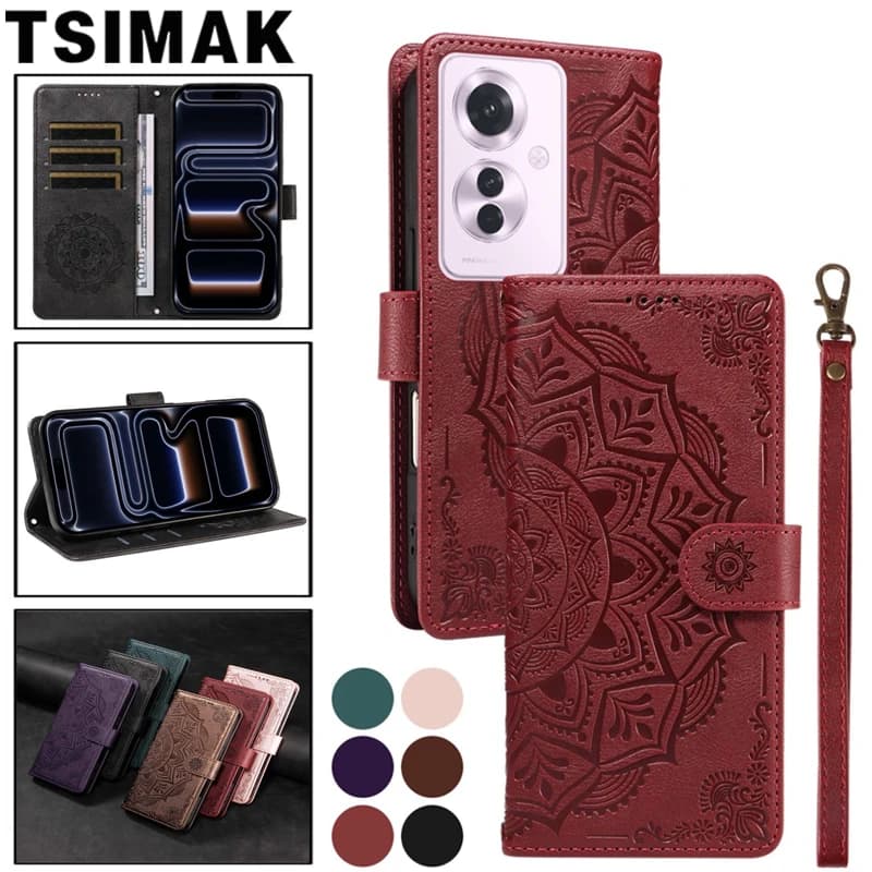 Flip Wallet Case For Oppo Reno 10 11 Pro Reno11 4z 5z 6z 7z 4F 5F 11F 8T 4 5 6 Z 7 8 Lite A5 A9 2020 4G 5G Leather Phone Cover