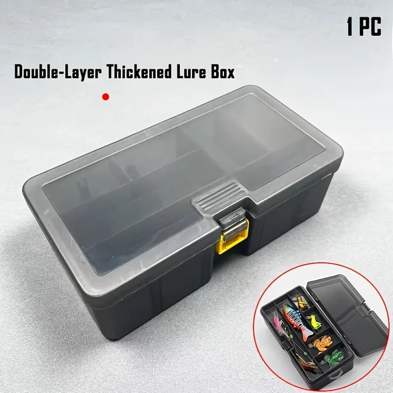 1pc Double-Layer Reinforced Lure Box - Shockproof Tackle Storage Adjustable Dividers Portable Fishing Utility Box Outdoor Case