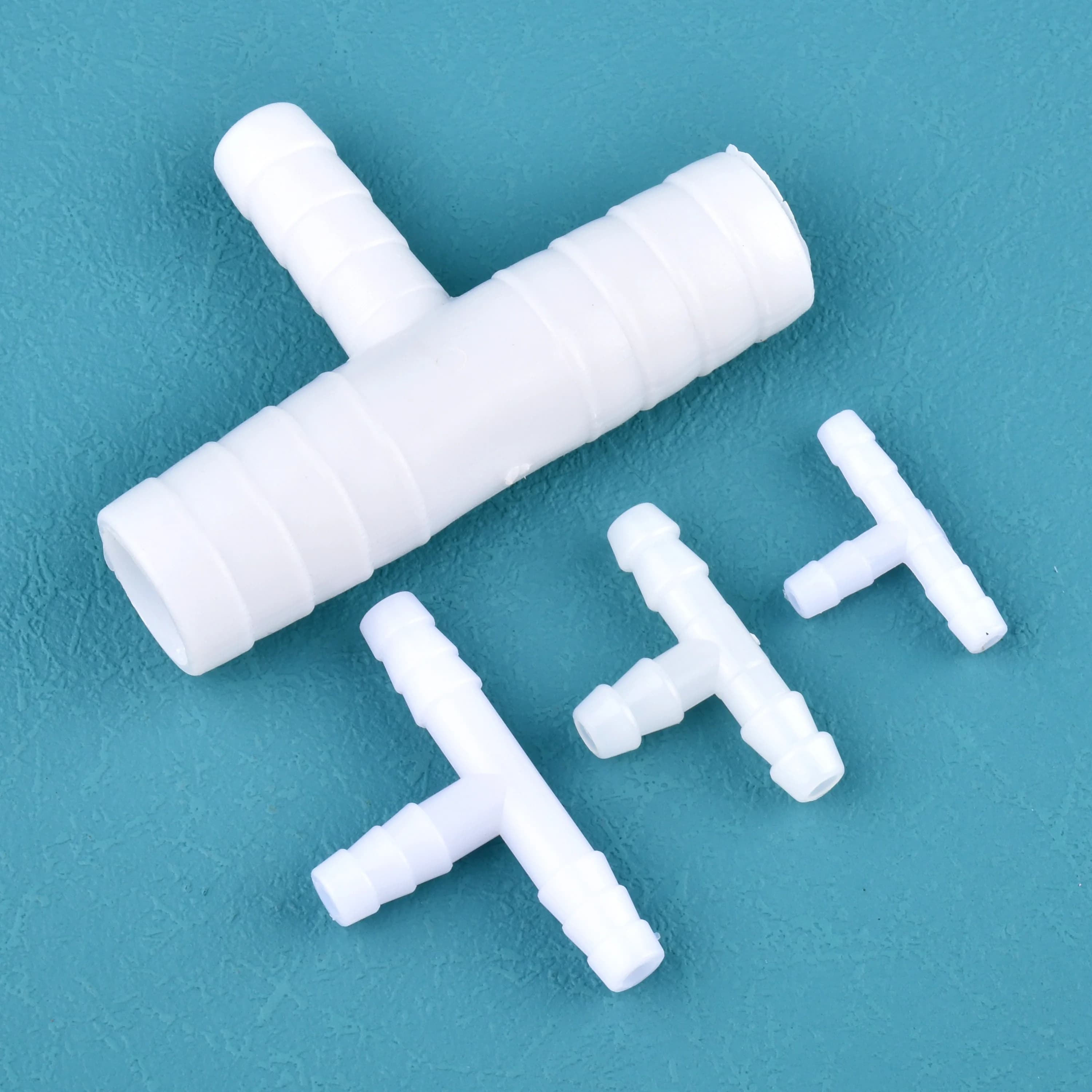 2-200 Pezzi Connettori a T in Plastica PE Bianca, Diametro Esterno 4-18mm, per Acquari, Tubi Irrigazione Giardino, Adattatori per Tubi Flessibili
