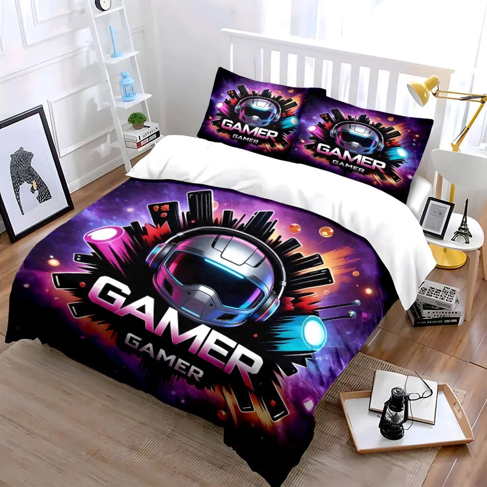 Set di Accessori per Gaming - Regalo per Giocatori, Set di Biancheria da Letto Morbido e Confortevole, Include 1 Copripiumino e 2 Federe, idea regalo