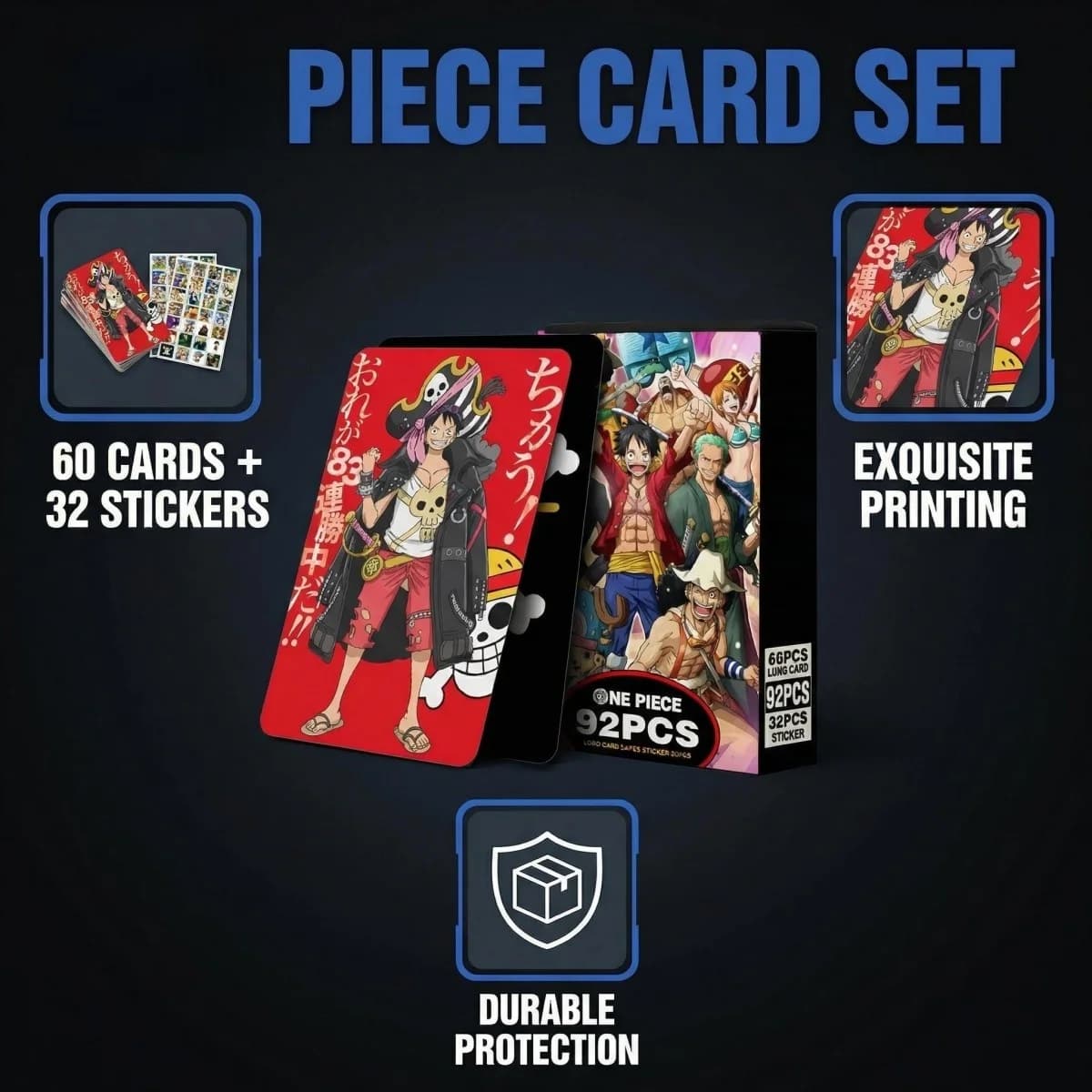 Set di Fotocard Anime Zoro Piece 92 Carte + Adesivi Luffy, Carte Collezionabili, Collezione Manga Popolare 2026 per Regali per Bambini