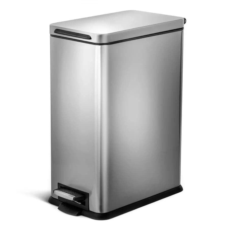 Cestino per Rifiuti da Cucina in Acciaio Inox Sottile da 8 Galloni con Pedale, Coperchio a Chiusura Morbida, Funzionamento Silenzioso, Design Salvaspazio, Sil