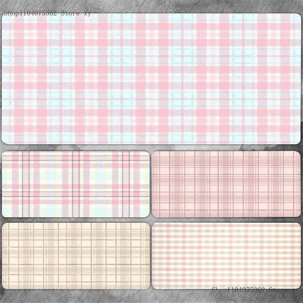 Plaid Pattern Mouse Pad Large Gaming Keyboard Mat LockEdge Rubber Computer Office Accessories