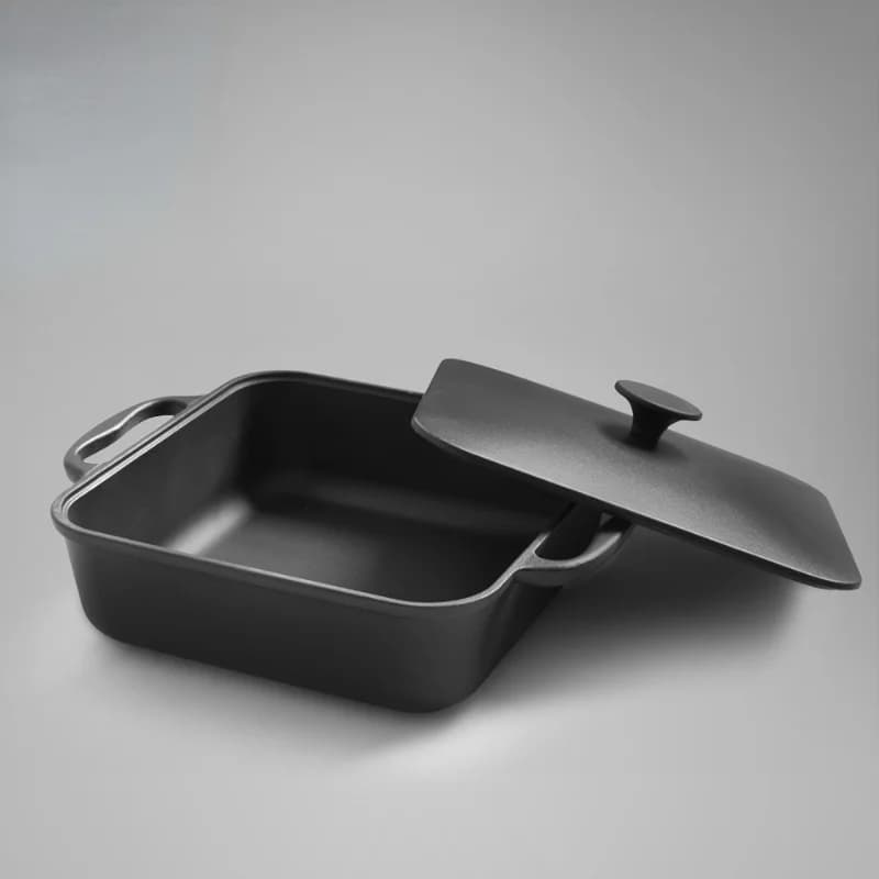 Square 25 cm matt black enamel pans with anti-rust cast iron pans Multipurpose soup pots for cooking