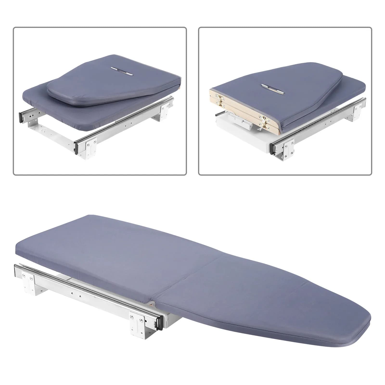 Asse da Stiro Pieghevole, Montaggio a Armadio Retrattile, Telaio in Metallo Robusto a Spinta e Trazione 80x29.5cm / 31.5x11.6in (Grigio)