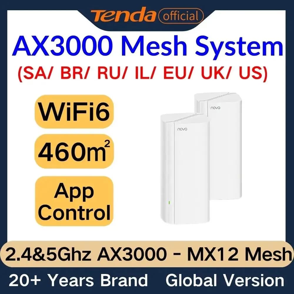 Tenda MX12 Mesh System AX3000 WiFi6 Mesh Router Wireless fino a 650 ㎡ 160MHz larghezza di banda Wireless Range Extender Wifi Router
