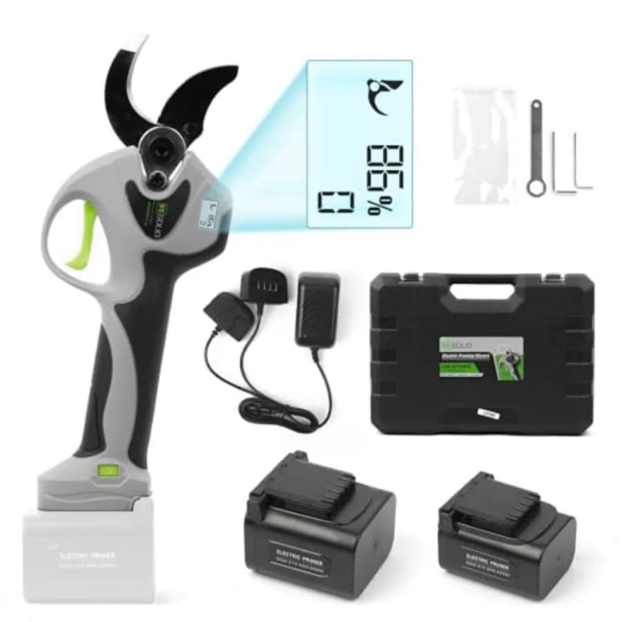 Professional Battery Electric Scissors with 9 Hours of Autonomy, 2 Lithium Batteries, Digital Display, Cutting Maximum 1.6 Inch