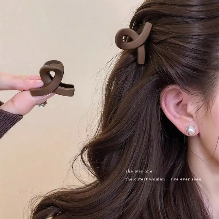 1 Pezzo Fermaglio per Capelli Marrone Maillard da Donna, Fermaglio 3D a Nodo in Acrilico, Elegante e Minimalista per Ufficio e Uso Quotidiano
