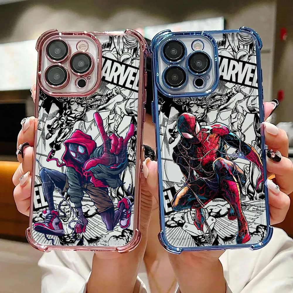 Custodia Spiderman Miles Morales Marvel antiurto per iPhone 17 Air 16 15 14 11 12 13 Pro Max 16e 17E 15 Plus 13