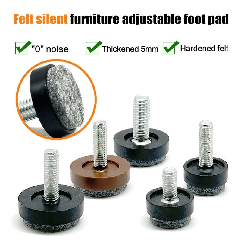 【AD】 4/8 Pezzi Piedini in Feltro e Nylon con Viti Regolabili M6 M8, Protezioni Antiscivolo per Gambe di Tavoli e Sedie