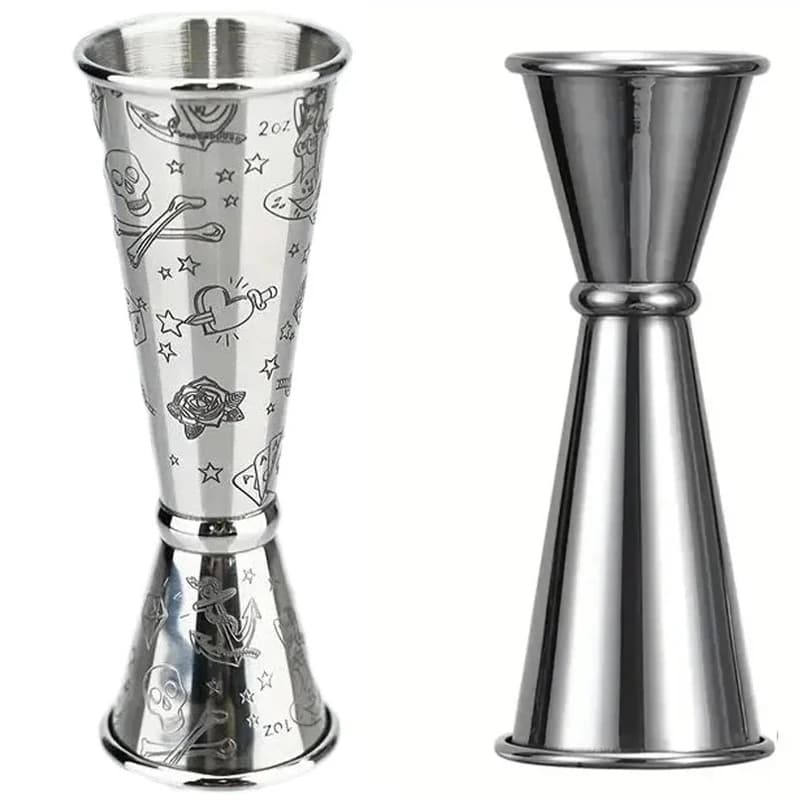 Nuovo Misurino per Cocktail e Vino 30/60ml in Acciaio Inox, Jigger Doppio per Misurare Liquori, Accessori da Cucina e Bar