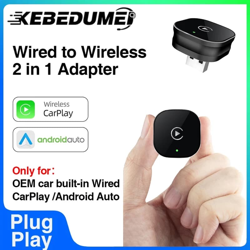 Adattatore CarPlay wireless e cablato 2 in 1 Plug & Play Apple CarPlay Box Android Auto OTA Aggiornamento Wifi BT Connect Smart Ai Box