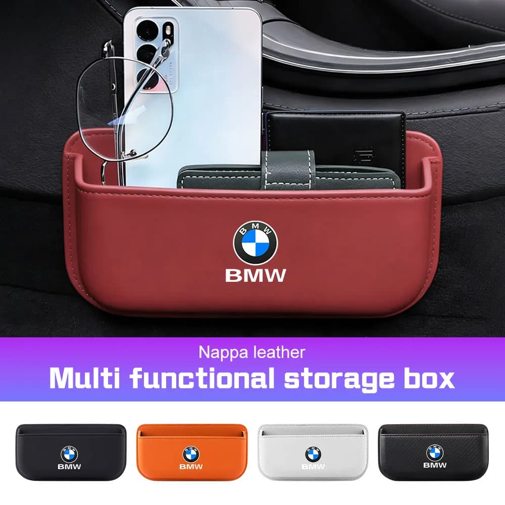 Leather Car Side Pocket Organizer Bag for BMW E46 E90 E60 F30 F10 E39 F20 E87 F01 G20 G30 X1X3 X5 X6 Door Adhesive Storage Pouch