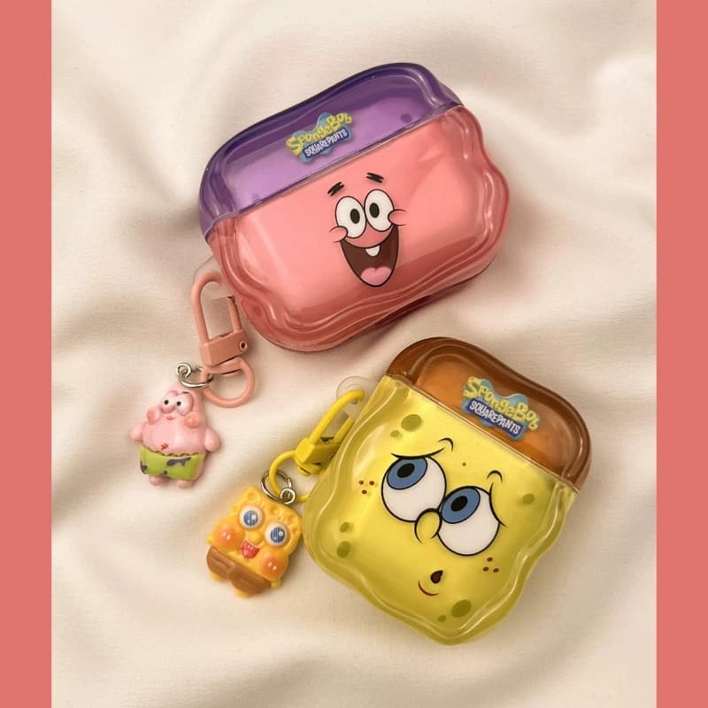 Cute SpongeBob SquarePants Patrick Star Earphone Case For Airpods 1 2 3 4 Pro 2 3 Wireless Bluetooth Headset Protective Cover