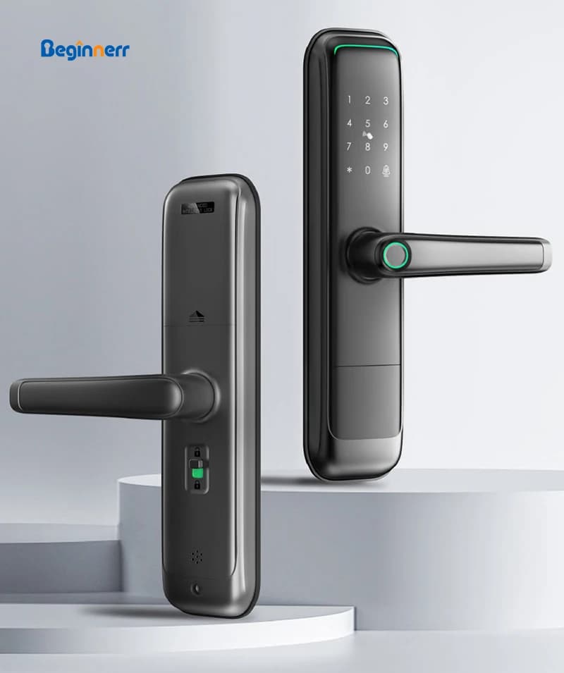 Serratura Intelligente di Lusso Tuya TTlock 6085 con Maniglia a Mortasa, Impronta Digitale, Funzione di Sicurezza per Bambini, in Alluminio per Interni