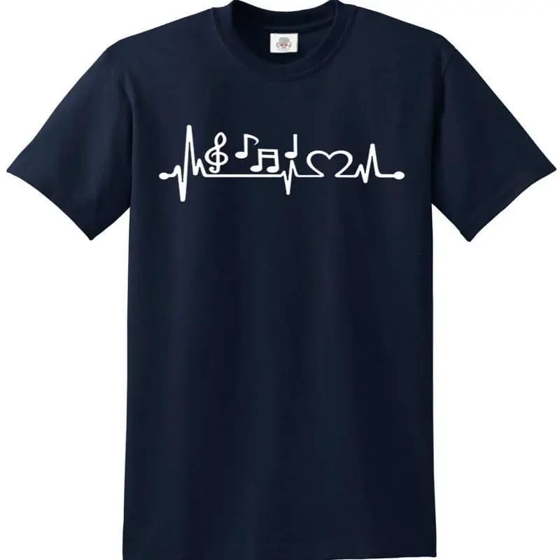 T-shirt con battito cardiaco musicale ECG Musicista Band Grunge Metal Rock cantante ekg wave line