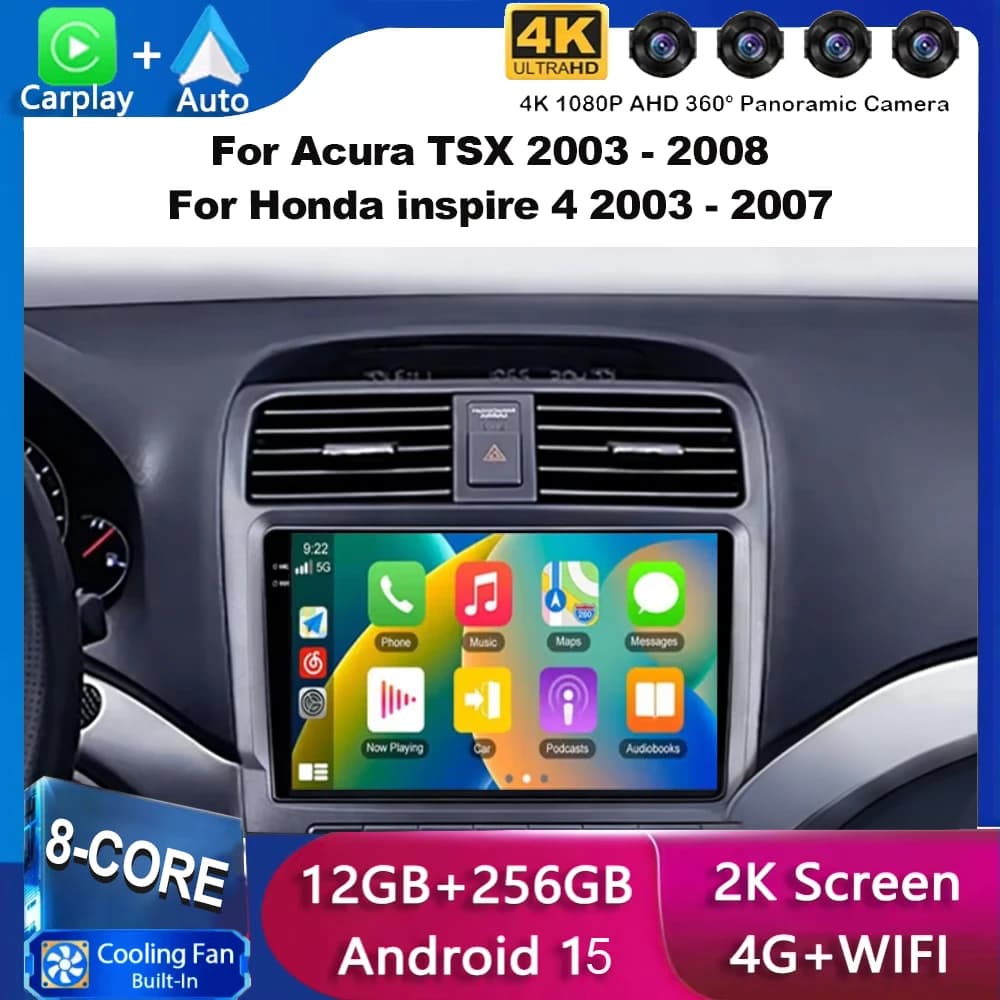 Per Acura TSX 2003 - 2008 Per Honda Inspire 4 2003 - 2007 Autoradio Android 15 con Android Auto 4G Wifi BT DSP Carplay DVD