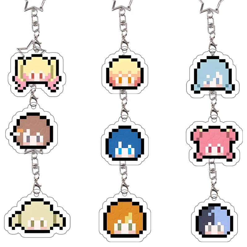 Portachiavi in Acrilico Pixel Project SEKAI, Decorazione per Borsa PJSK, Accessori Kawaii, Portachiavi Anime Cartoon, Regalo di Compleanno Portatile